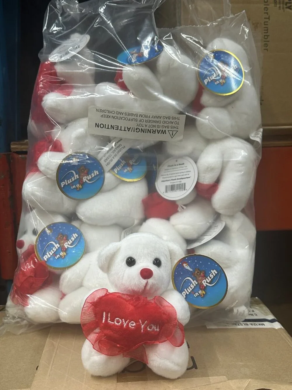 12-Pack White Mini Teddy Bears 4 Inch Stuffed Teddy Bear Small Heart Bulk Plush
